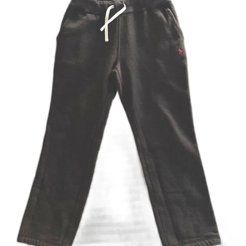 Polo Ralph Lauren Black Sweatpants Mens Small Black Red Pony Drawstring Pockets